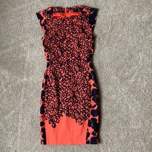 French Connection Coral Navy Cocktail fitted dress